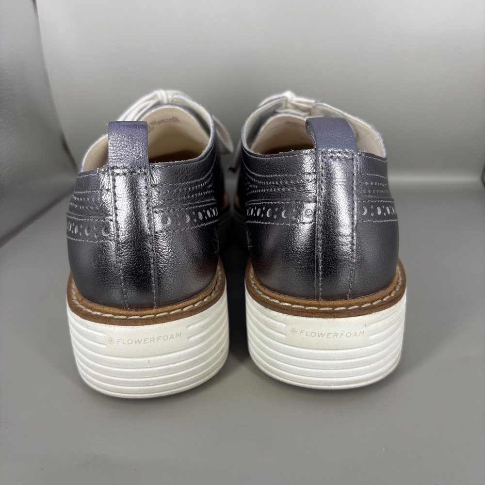 Cole Haan Grand Ambition Wingtip Oxford Metallic Pewter Silver W29762 Womens 9B - Picture 4 of 7